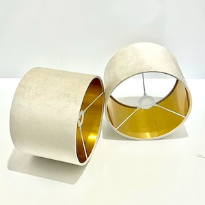 Nuovo paralume pendente di qualità premium, di lusso, glamour, color avorio, in velluto con fodera metallica