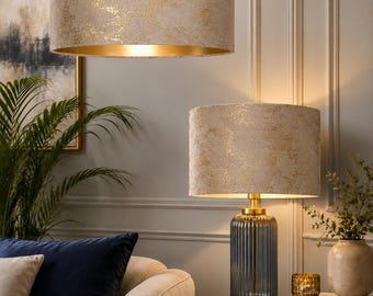 New luxury handmade embossed mink goil foil velvet drum lamp shade pendant light lamp shade suitable for all tables and ceilings