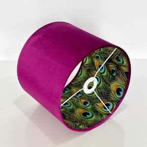 New luxury HQ double sided fuchsia pink glamour and peacock feathers combination lamp shade pendant light shade