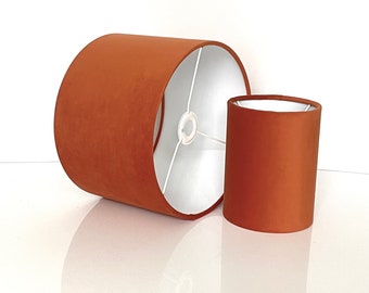 New high quality upholstery velvet  fabric lamp shade pendant light shade drum shape Pumpkin orange