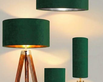 Nieuwe luxe fluwelen bekleding, smaragdgroene fluwelen lampenkap en hanglampenkap in trommelvorm met metallic accenten.
