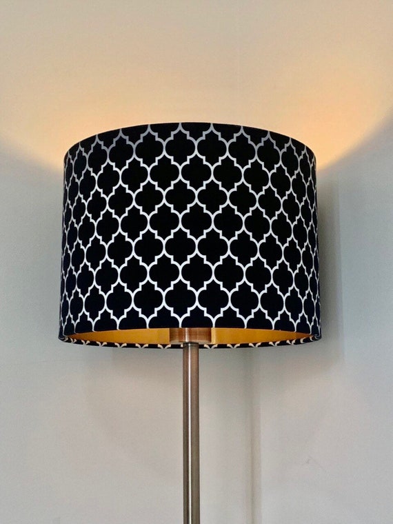 New Luxury Moroccan Black White Velvet Geometric Pattern Lamp