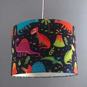 New 30cm HQ Boys Kids Room Dinosaur  Design Ceiling Lamp Shade Pendant Light shade in cream and navy colour