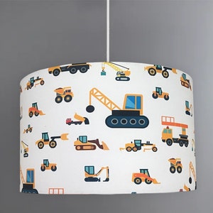 new HQ children room construction vehicle trucks  loaders bulldozer pattern lamp shade and pendant light shade-white