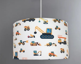 new HQ children room construction vehicle trucks  loaders bulldozer pattern lamp shade and pendant light shade-white