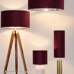 nieuwe luxe fluwelen bordeauxrode bekleding fluwelen TROMMELvormige lampenkap en hanglamp lampenkap geschikt voor zowel tafel als plafond
