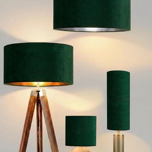 nuovo paralume di lusso in velluto verde scuro e paralume per lampada a sospensione con rivestimento in pannelli metallici, adatto per tavoli e soffitti