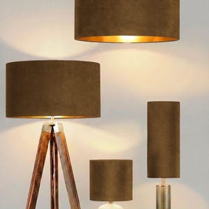 nieuwe luxe handgemaakte oud goudbruin fluwelen bekleding fluwelen lampenkap en hanglampenkap met metalen panelen voering