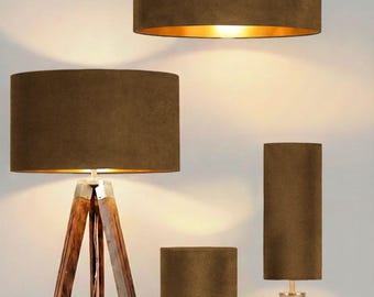 nieuwe luxe handgemaakte oud goudbruin fluwelen bekleding fluwelen lampenkap en hanglampenkap met metalen panelen voering