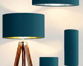New handmade teal blue velvet drum lamp shade pendant light lamp shade all shapes and sizes available suitable for tables and ceilings
