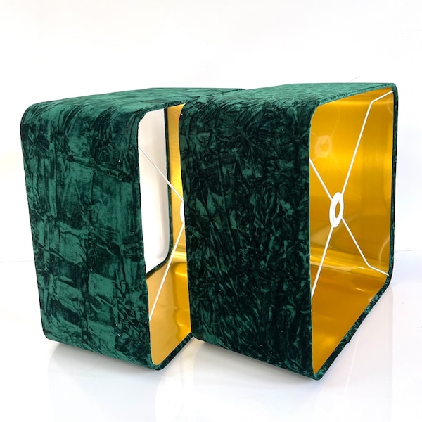 New luxury premium quality round Square GREEN crushed velvet lamp And Pendant Shade -green