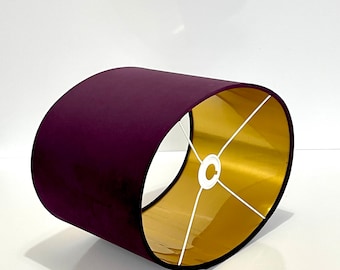 New luxury high quality plum purple velvet fabric lamp shade oval shape lamp shade OVAL metallic lining