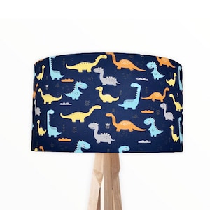 New HQ handmade children’s room multi colour dinosaur design lamp shade pendant light shade navy blue