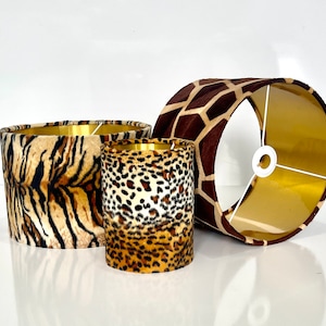 New luxury premium quality velvet realistic leopard skin design lamp shade pendant light shade with metallic lining