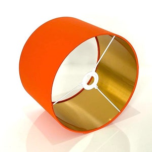 New high quality luxury orange cotton fabric lamp shade pendant light drum shape with metallic linings