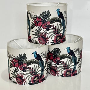 new stunning HQ luxury floral print with teal bird on floral print lamp shade pendant light shade