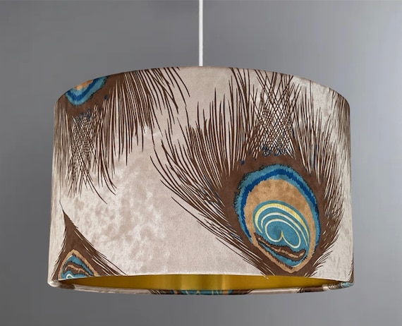 New Handmade Luxury Velvet Peacock Feathers Lamp Shade Pendant