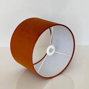 Nieuwe hoogwaardige bekleding fluwelen stoffen lampenkap hanglamp schaduw trommelvorm roestoranje