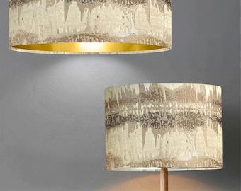 Nuovo paralume di lusso di alta qualità a tamburo inca neutro bianco design astratto lampada a sospensione con fodera dorata spazzolata forma a tamburo