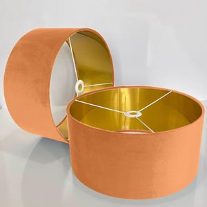 new luxury make by order peach  velvet upholstery   lamp shade and pendant light shade with metallic lining suitable for all purpos