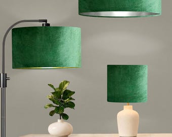 Nieuwe luxe premium kwaliteit glamour smaragdgroene fluwelen stof met geborstelde metallic voering lampenkap hanglampenkap in meerdere maten