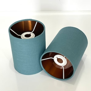 New luxurious classic linen fabric lamp shade pendant light shade in teal blue colour with metallic linings