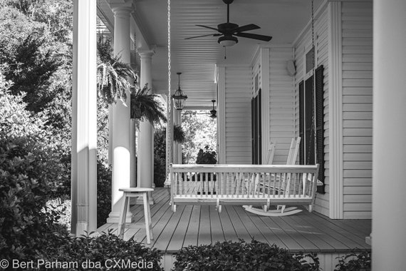 White farmhouse 2024 porch swing
