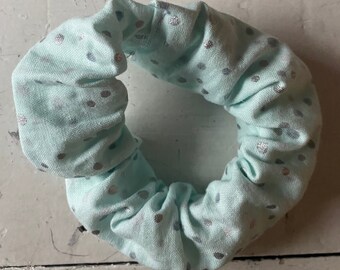 Light Blue Polka Dot Schrunchie