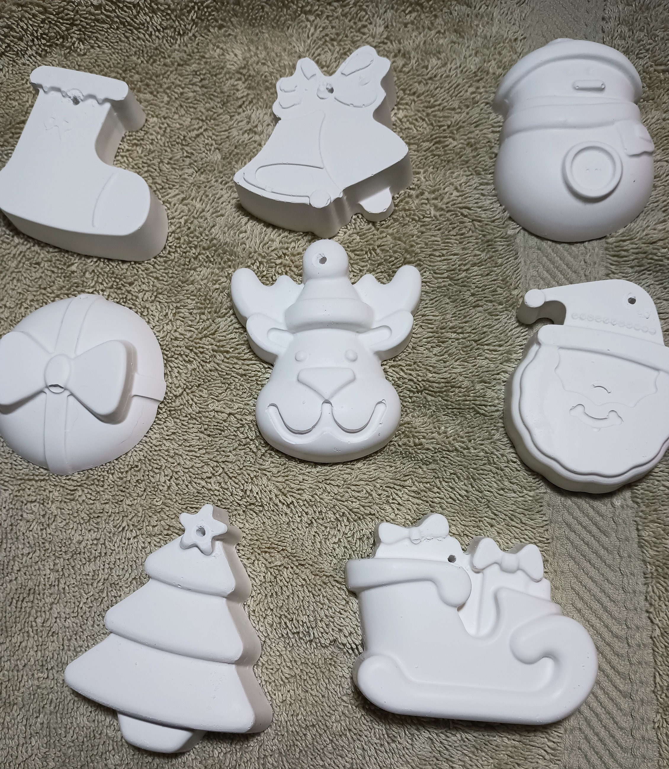 Christmas Ornaments Ready to Paint Plaster Set of 8 Etsy