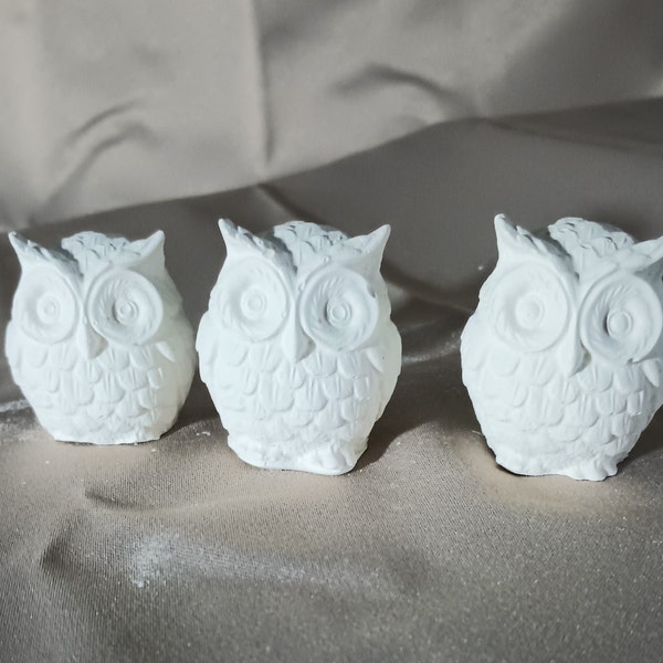 Ready to Paint Plaster Owls - Set of 3 - 2" tall