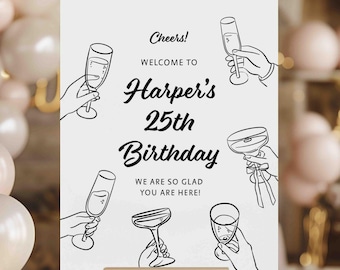 Acrylic Birthday Sign | Personalized Birthday Sign | Welcome Birthday Sign | Happy Birthday Sign | Custom Birthday Sign | Custom Party Sign