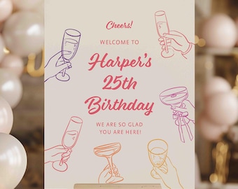 Acrylic Birthday Sign | Personalized Birthday Sign | Welcome Birthday Sign | Happy Birthday Sign | Custom Birthday Sign | Custom Party Sign