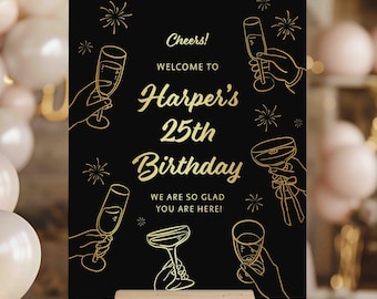 Acrylic Birthday Sign | Personalized Birthday Sign | Welcome Birthday Sign | Happy Birthday Sign | Custom Birthday Sign | Custom Party Sign