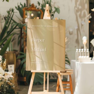 Gold Acrylic Wedding Welcome Sign | Gold Wedding Sign | Gold Custom Wedding Sign | Welcome to our Wedding Sign Gold White Writing Rectangle