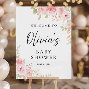 Acrylic Baby Shower Welcome Sign | Custom Baby Shower Sign | Personalized Baby Shower Sign | Custom Acrylic Sign | Baby Girl Rectangle