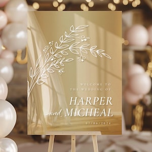 Gold Acrylic Wedding Welcome Sign | Gold Wedding Sign | Gold Custom Wedding Sign | Welcome to our Wedding Sign Gold White Writing Rectangle