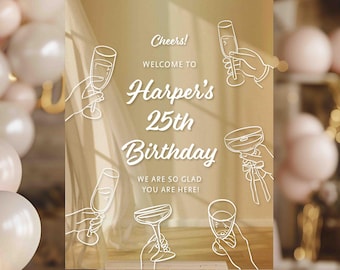 Acrylic Birthday Sign | Personalized Birthday Sign | Welcome Birthday Sign | Happy Birthday Sign | Custom Birthday Sign | Custom Party Sign