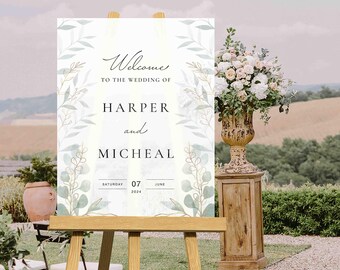 Acrylic Wedding Welcome Sign | Floral Entrance Wedding Sign | Custom Wedding Sign | Flower Wedding Sign | Welcome to our Wedding Sign Rec