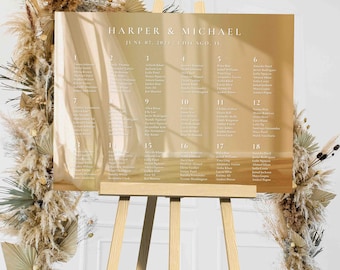 Gold Acrylic Wedding Sign | Gold Table Seating Chart | Gold Custom Wedding Seating Chart | Table Seating Chart Sign | Gold Mirror Acrylic