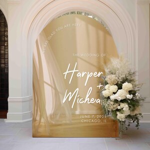 Gold Acrylic Wedding Welcome Sign | Gold Wedding Sign | Gold Custom Wedding Sign | Welcome to our Wedding Sign Gold White Writing Arch