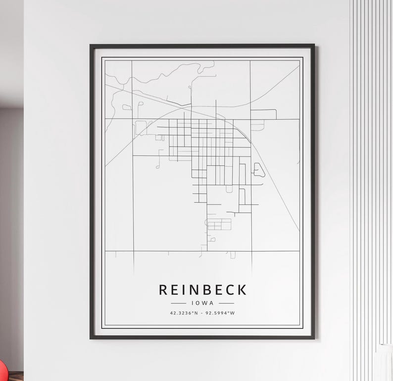 Reinbeck IA Street Map Print Acrylic Glass Reinbeck City Map Print Canvas Reinbeck Road Map