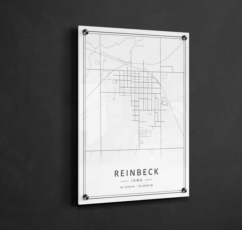 Reinbeck IA Street Map Print Acrylic Glass Reinbeck City Map Print Canvas Reinbeck Road Map