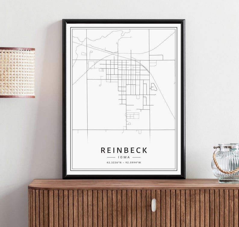 Reinbeck IA Street Map Print Acrylic Glass Reinbeck City Map Print Canvas Reinbeck Road Map
