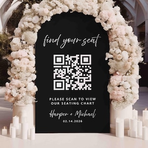 QR Wedding Seating Chart Acrylic Sign | QR Code Table Seating Chart | Custom QR Wedding Seating Chart Sign | Scannable Table Seating Sign