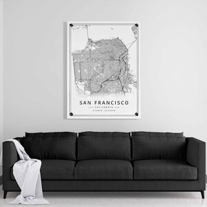 San Francisco California Street Map Print | Acrylic Glass San Francisco ...