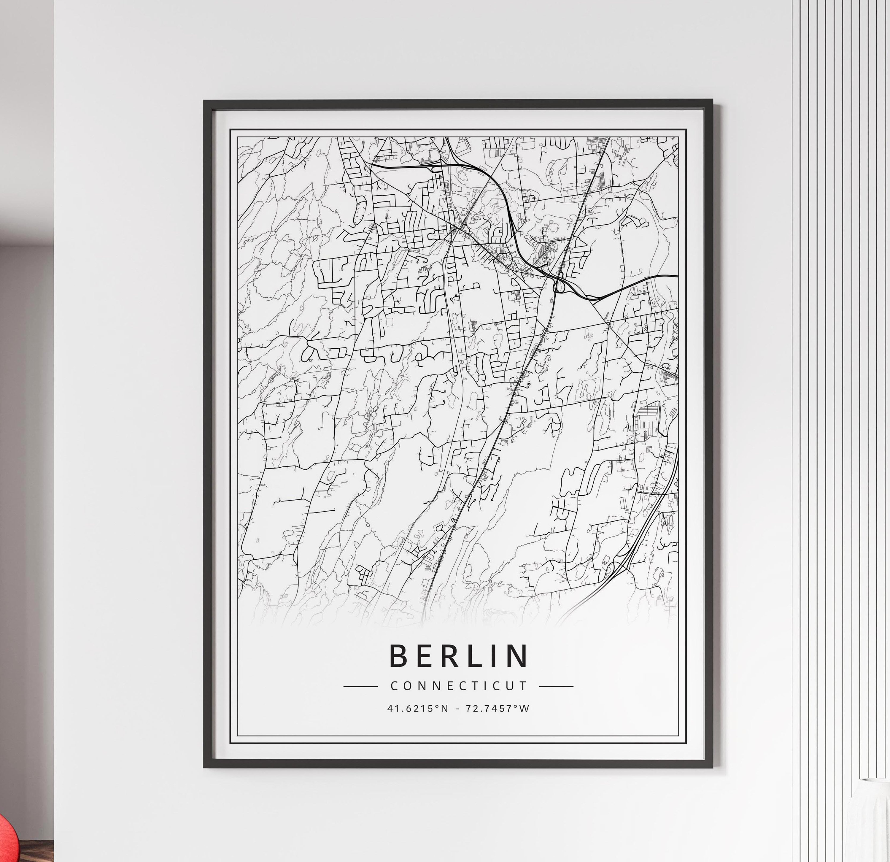 Berlin Connecticut Street Map Print | Acrylic Berlin City Map