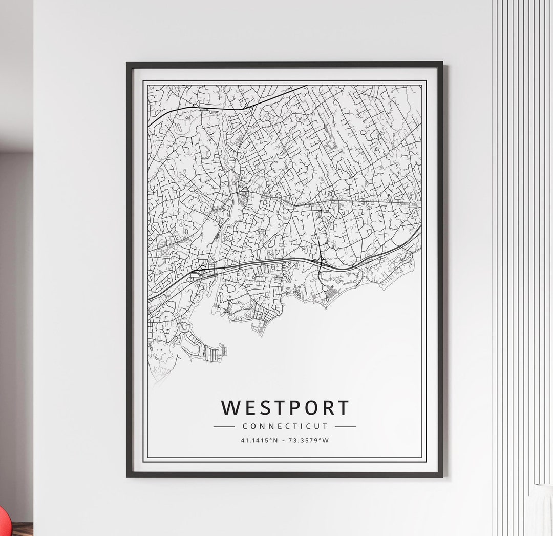 Westport Connecticut Street Map Print | Acrylic Westport Map Print ...
