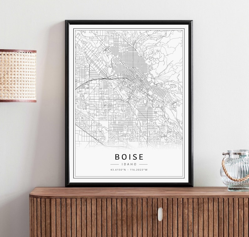 Boise Idaho Street Map Print | Acrylic Glass Boise City Map Print ...