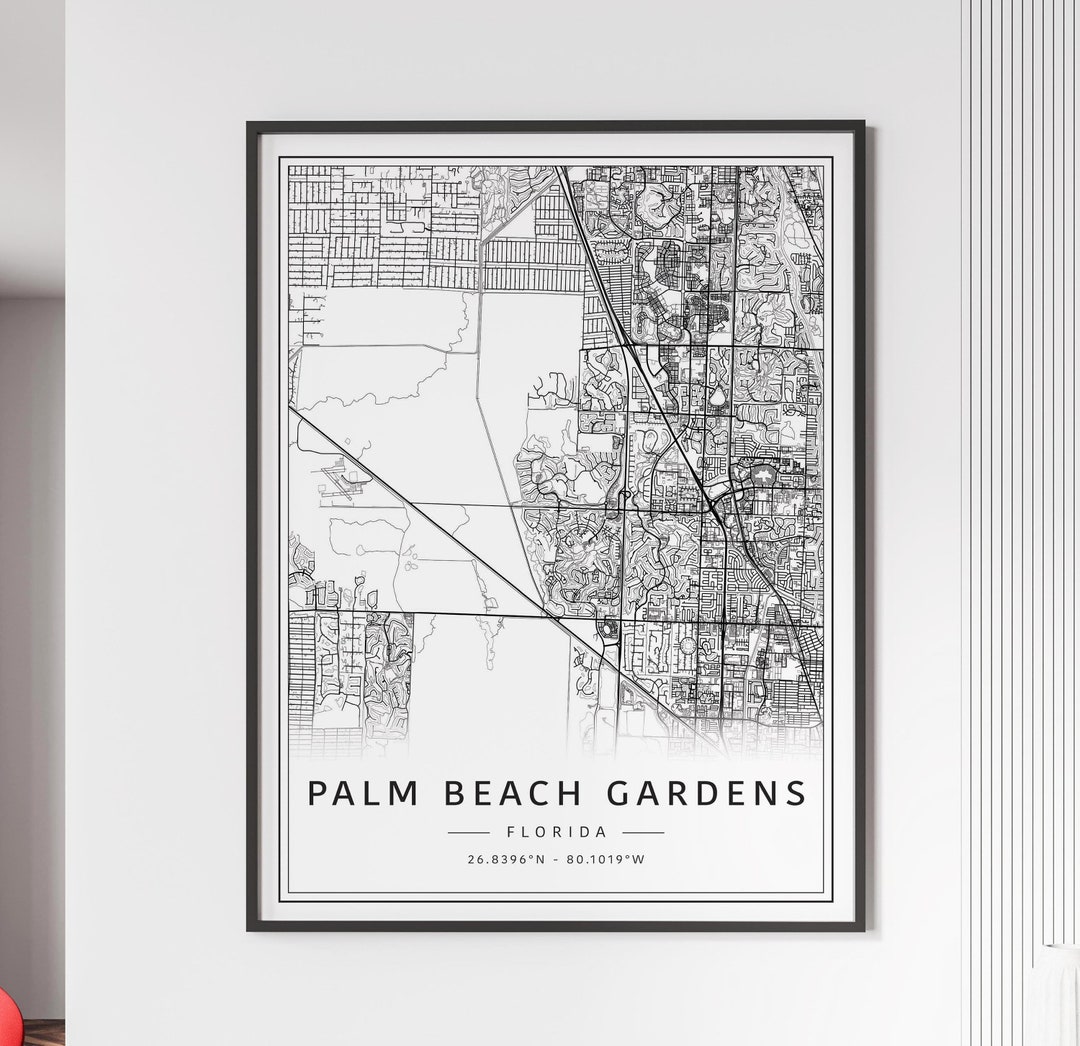 Palm Beach Gardens FL Street Map Print Acrylic Glass Palm Beach Il Crfr 