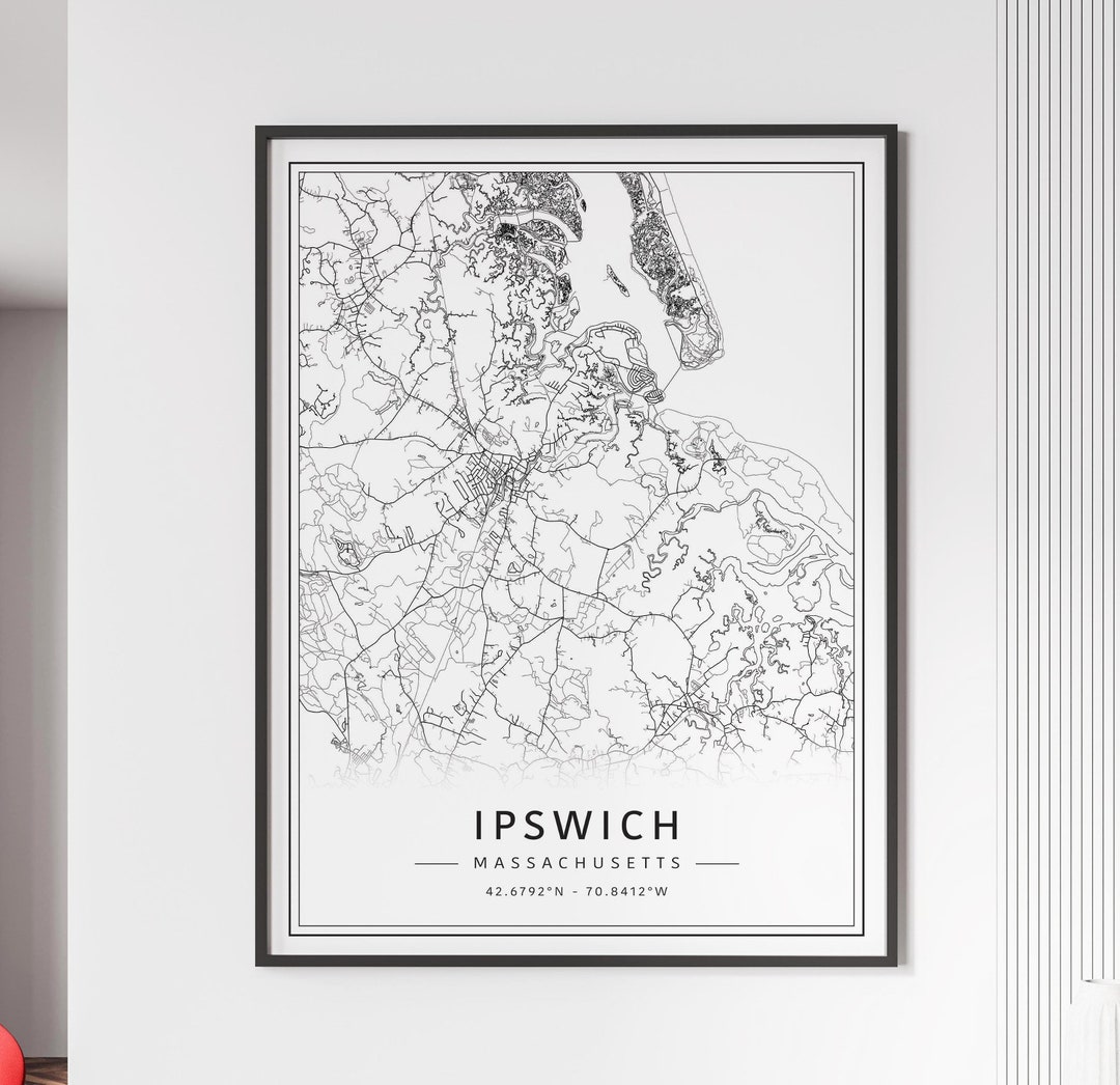Ipswich MA Street Map Print | Acrylic Glass Ipswich Map Print | Canvas ...